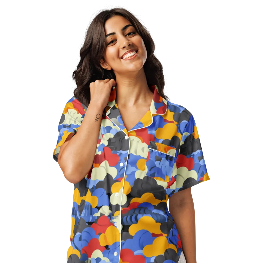 Cloudburst Chromatic on Women's Short Sleeve Pajama Top — Front