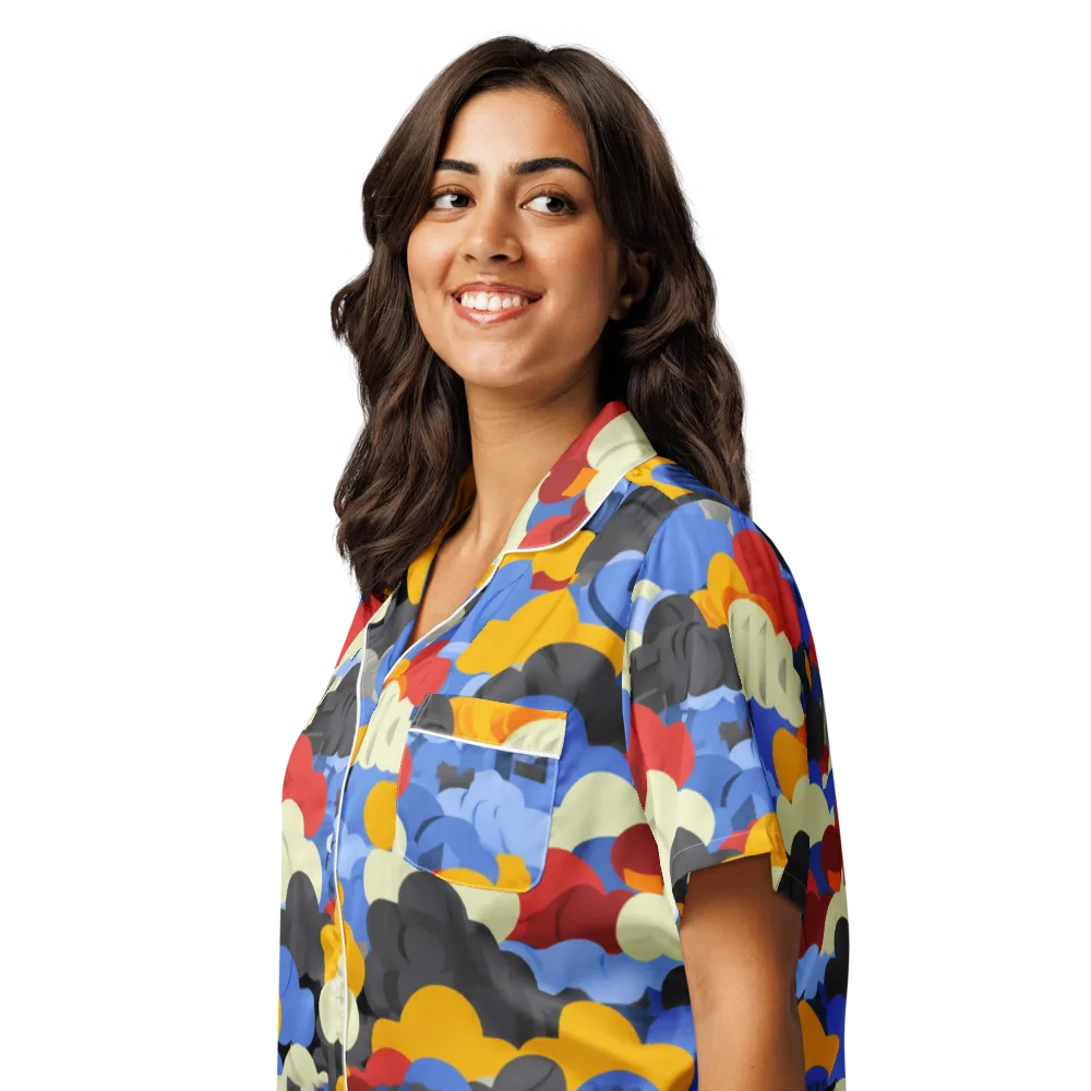 Cloudburst Chromatic on Women's Short Sleeve Pajama Top — Left Front