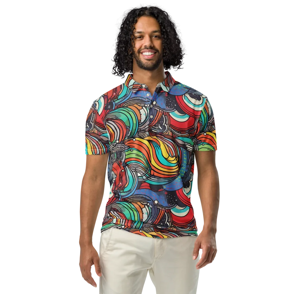 Neon Pond Sonata on Men's Slim Fit Polo Shirt — Front