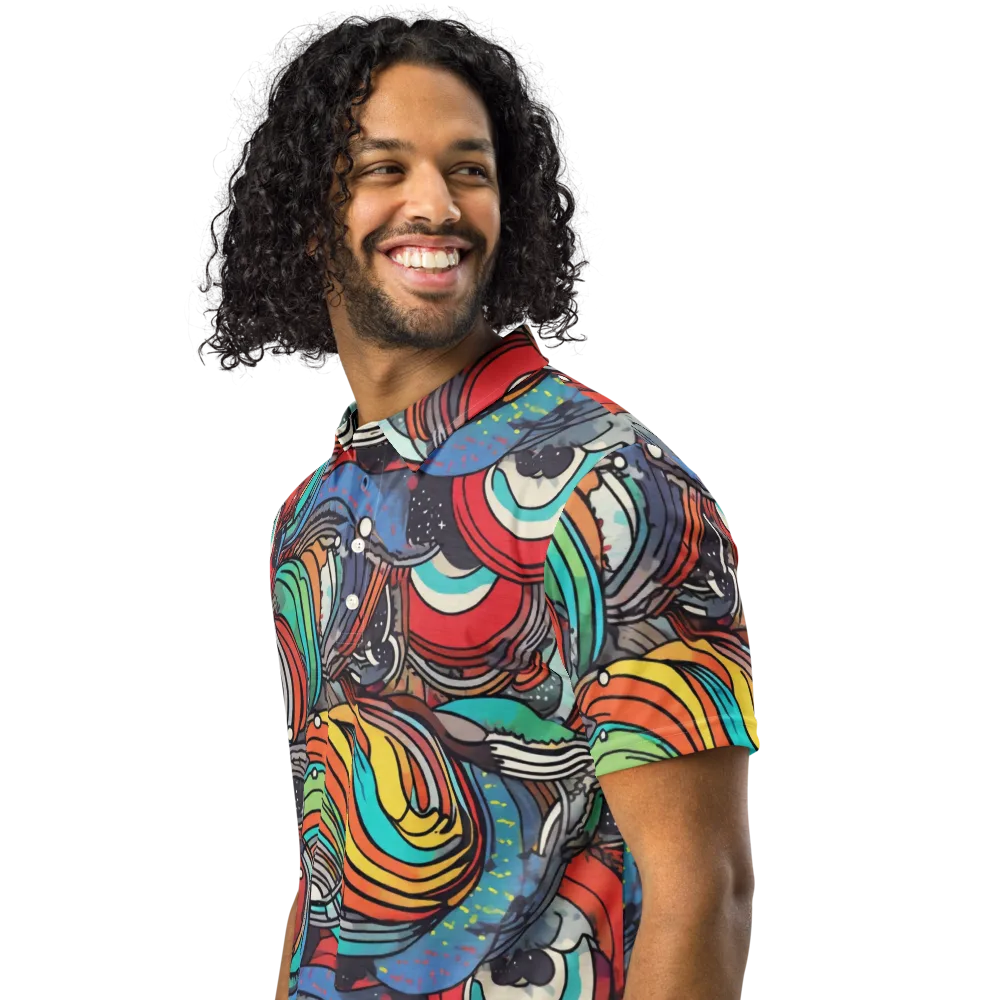 Neon Pond Sonata on Men's Slim Fit Polo Shirt — Left Front