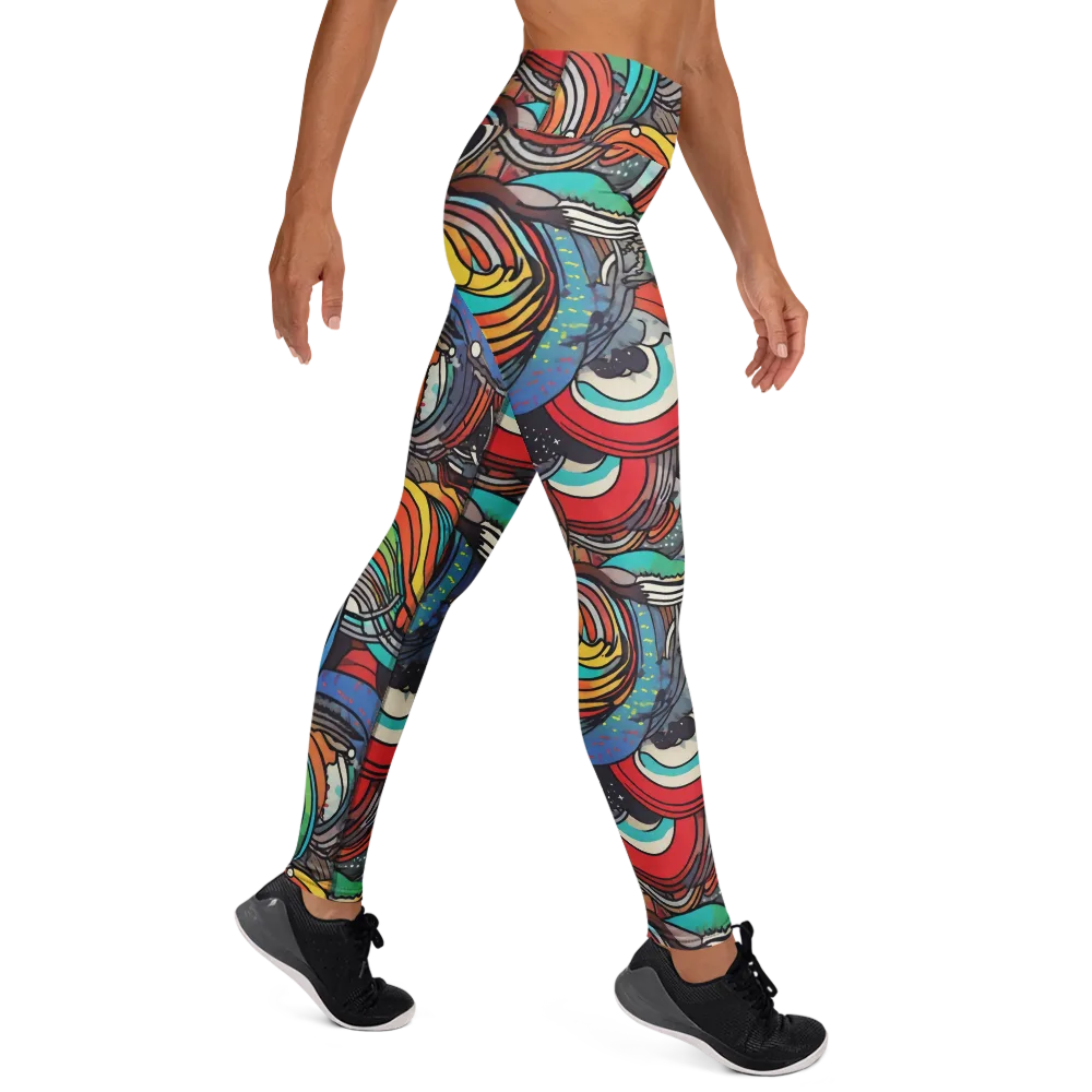 Neon Pond Sonata on Yoga Leggings — Right