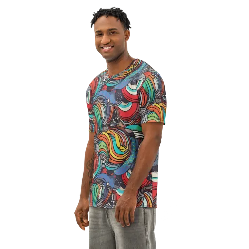 Neon Pond Sonata on a Men's Cotton Crew Neck T-Shirt