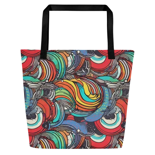 Neon Pond Sonata on a Large Tote Bag W/ Pocket