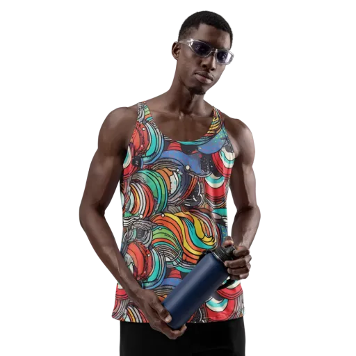 Neon Pond Sonata on a Men's Tank Top