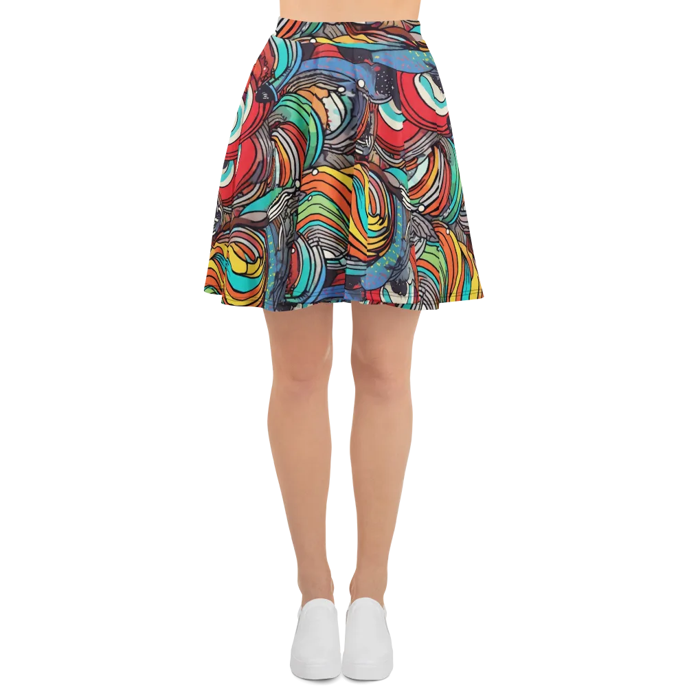 Neon Pond Sonata on Skater Skirt — Front