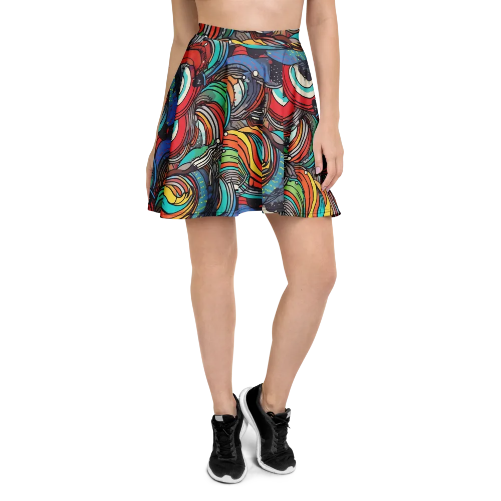 Neon Pond Sonata on Skater Skirt — Front