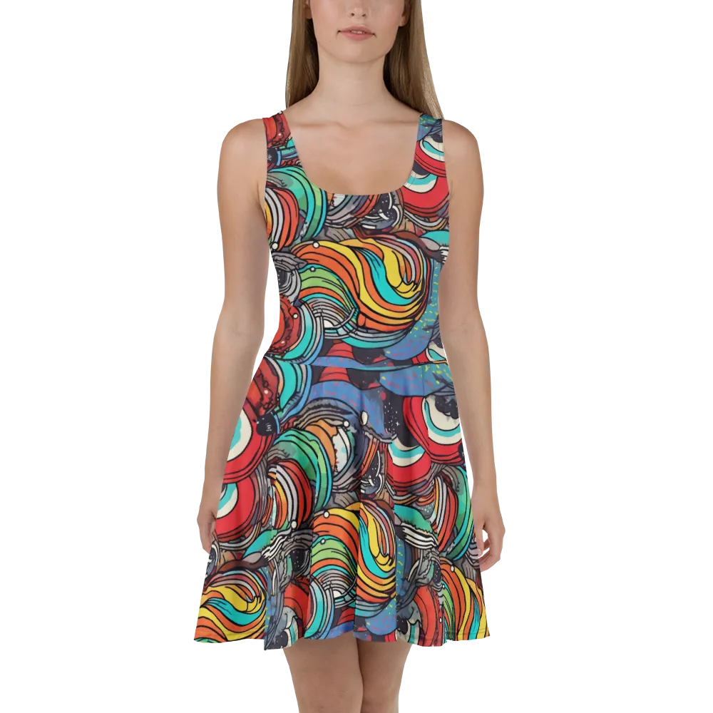 Neon Pond Sonata on Skater Dress — Front