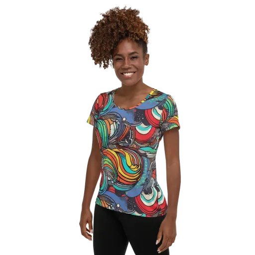 Neon Pond Sonata on a Women's Athletic T-Shirt