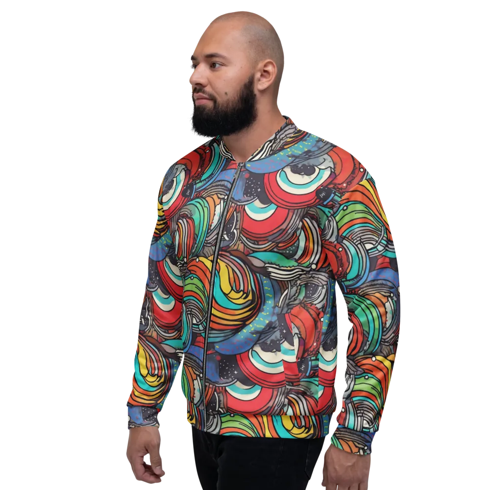 Neon Pond Sonata on Bomber Jacket — Left