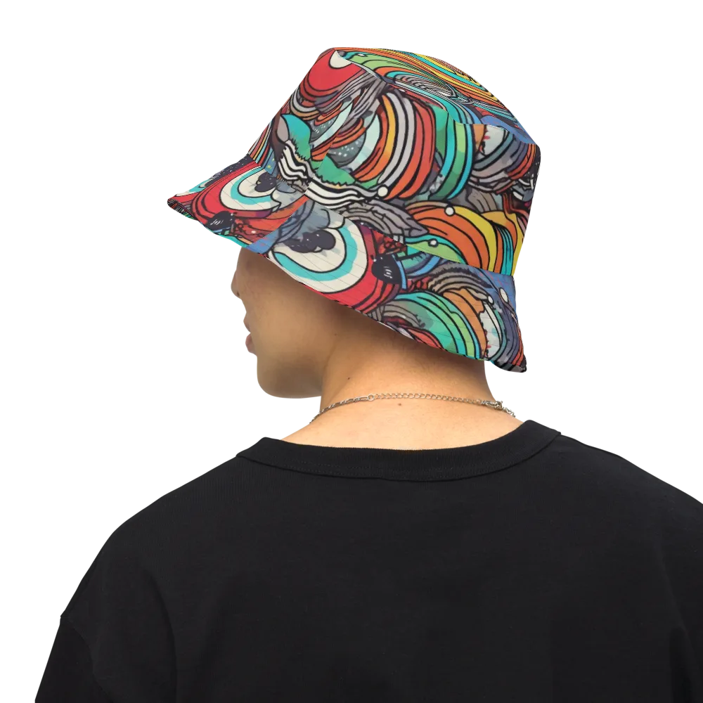Neon Pond Sonata on Reversible Bucket Hat — Back Inside