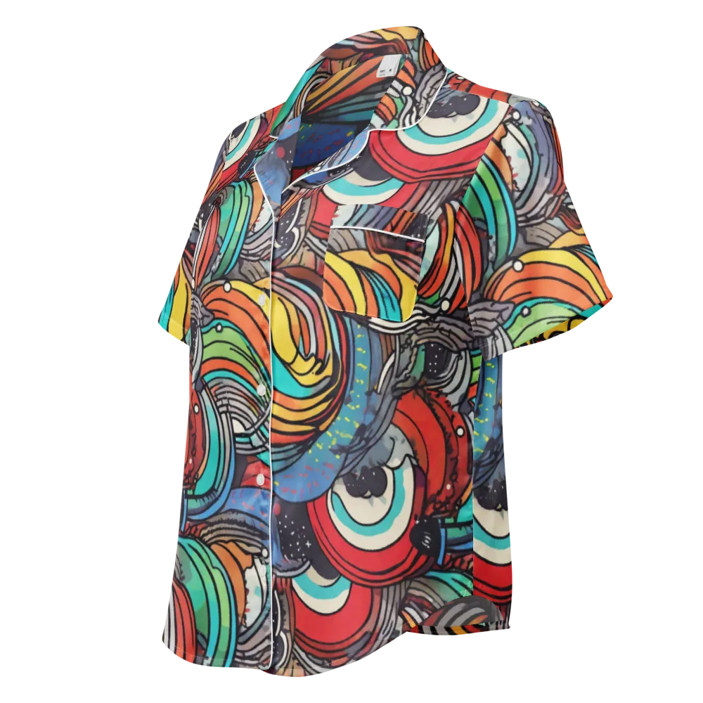 Neon Pond Sonata on Women's Short Sleeve Pajama Top — Left Front