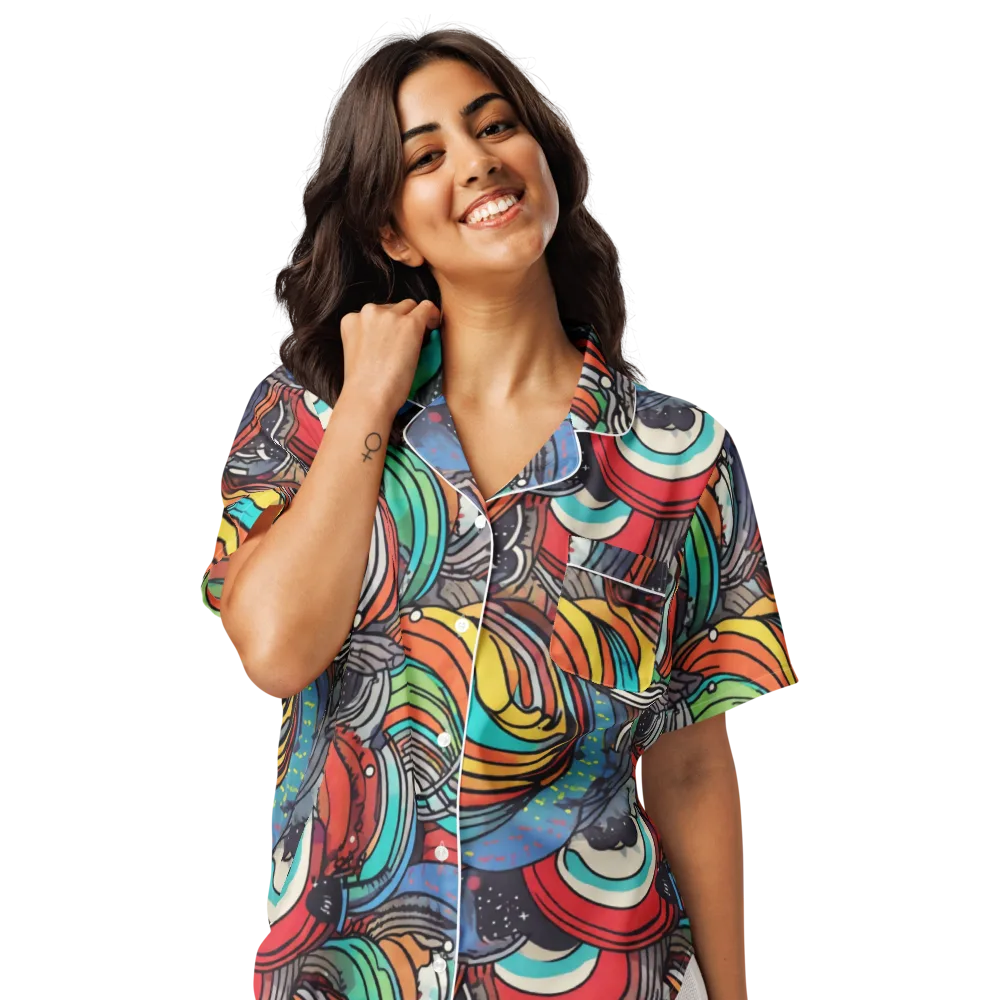 Neon Pond Sonata on Women's Short Sleeve Pajama Top — Front