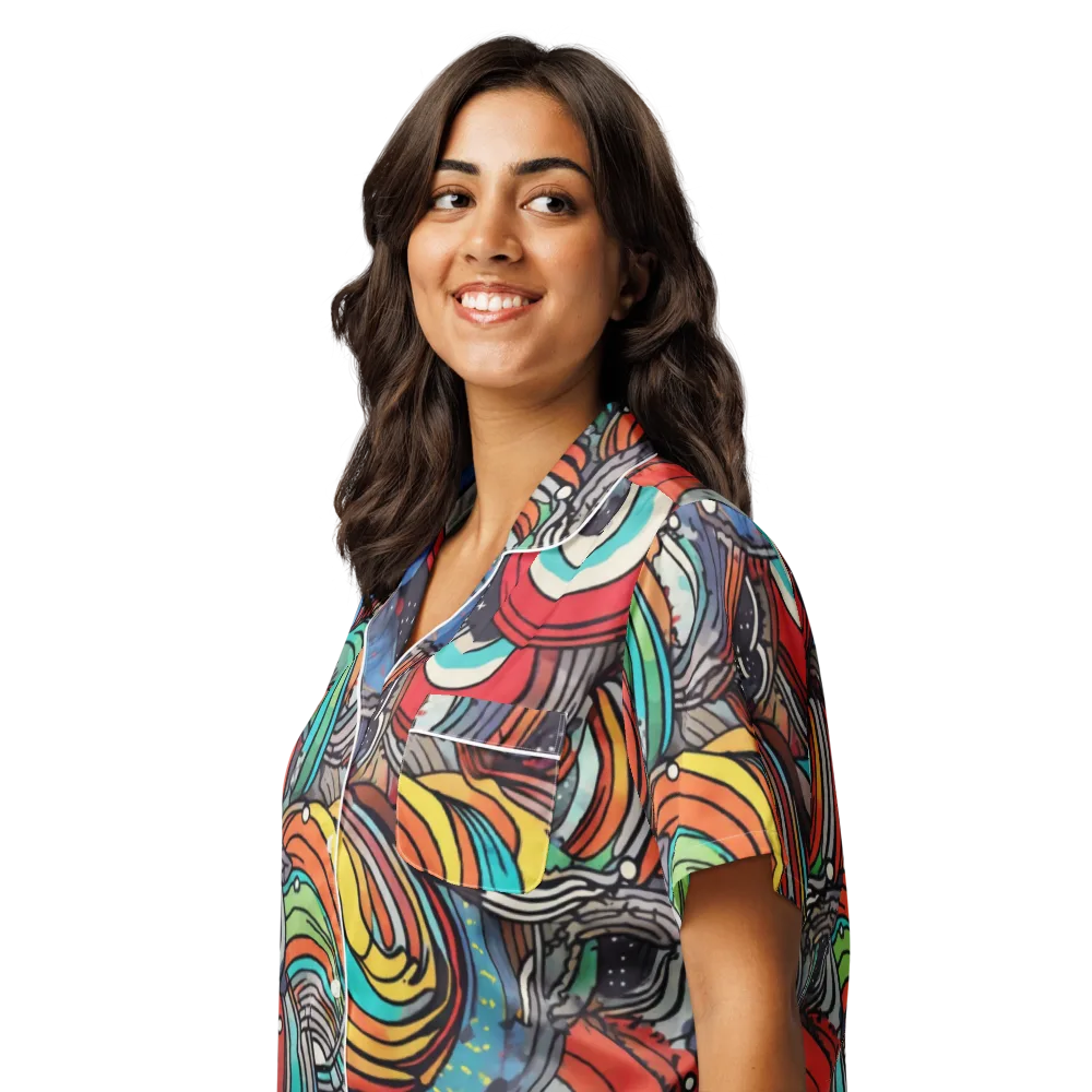 Neon Pond Sonata on Women's Short Sleeve Pajama Top — Left Front