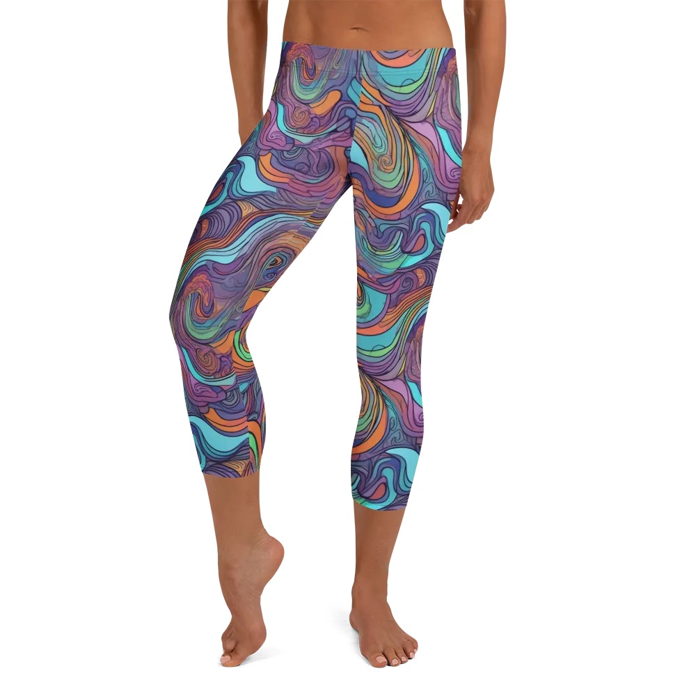Tidal Psychedelia on Capri Leggings — Front
