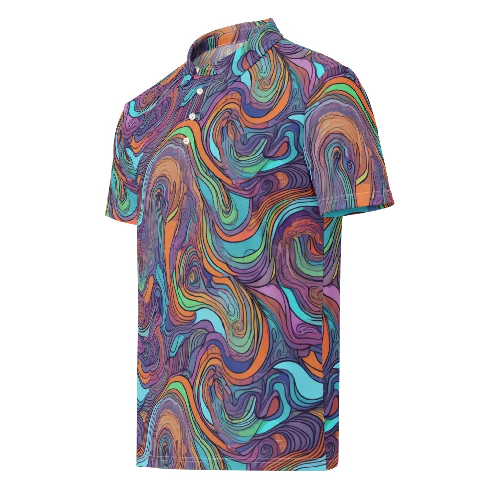 Tidal Psychedelia on Men's Slim Fit Polo Shirt — Left Front