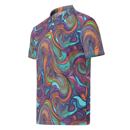 Tidal Psychedelia on a Men's Slim Fit Polo Shirt