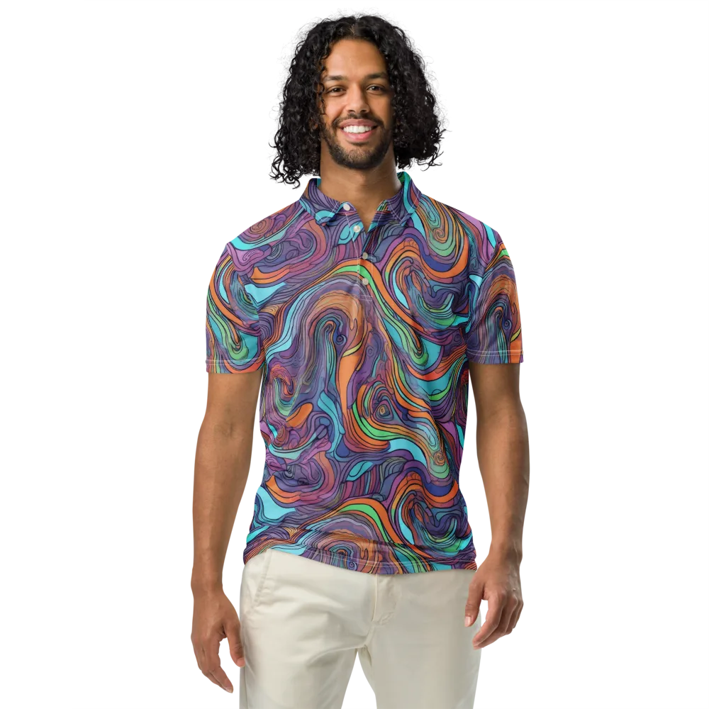 Tidal Psychedelia on Men's Slim Fit Polo Shirt — Front