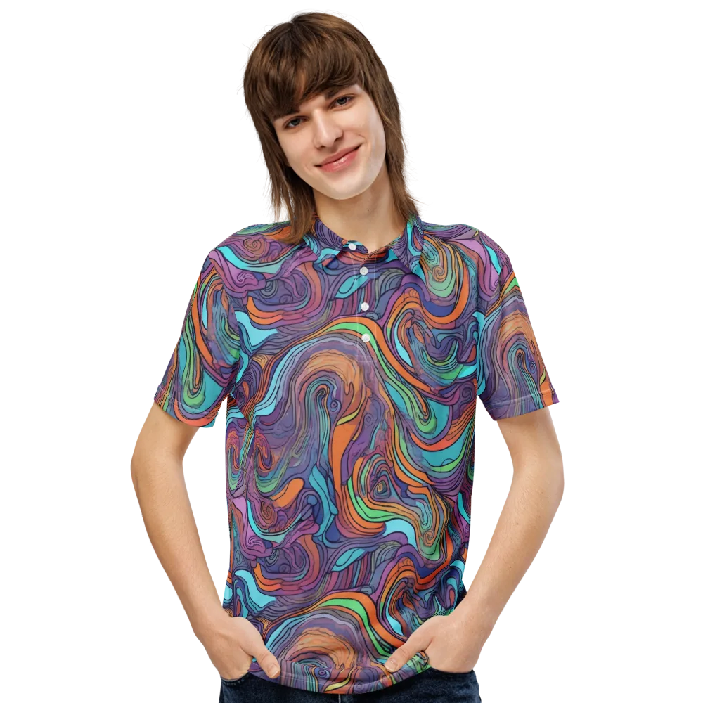 Tidal Psychedelia on Men's Slim Fit Polo Shirt — Front