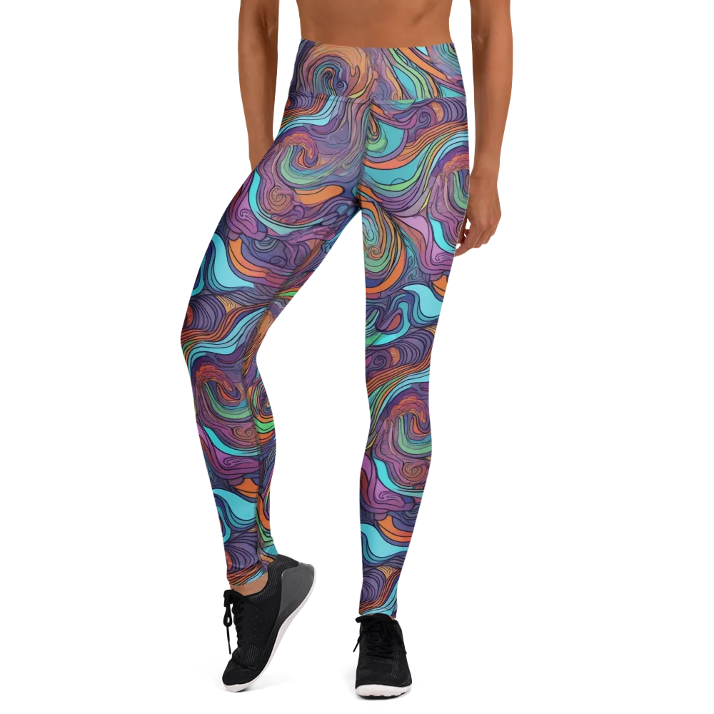 Tidal Psychedelia on Yoga Leggings — Front