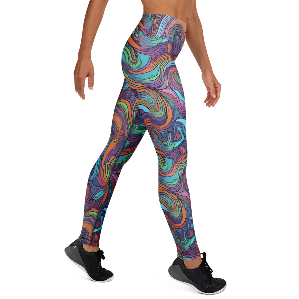 Tidal Psychedelia on Yoga Leggings — Right