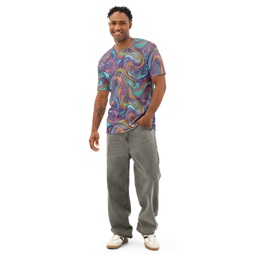Tidal Psychedelia on Men's Cotton Crew Neck T-Shirt — Front