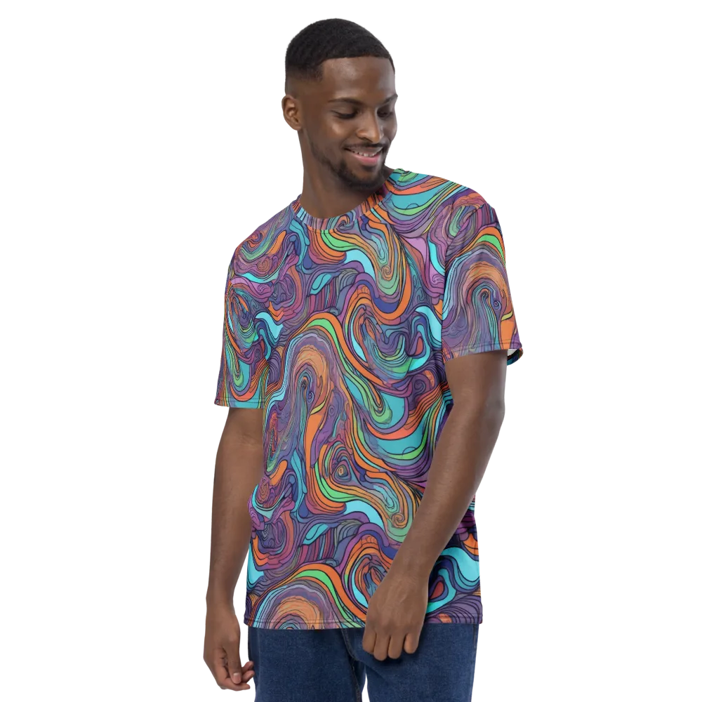 Tidal Psychedelia on Men's Crew Neck T-Shirt — Left