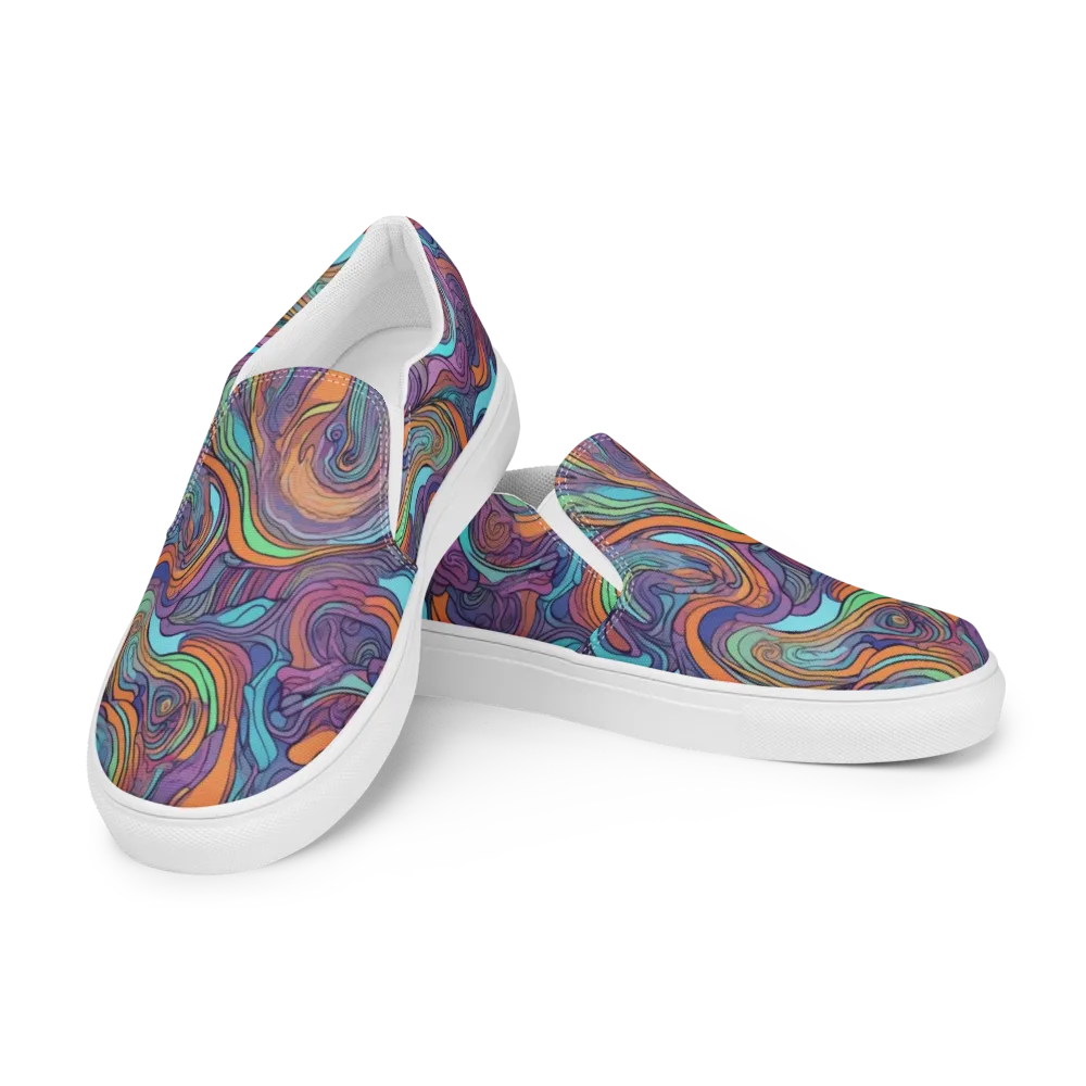 Tidal Psychedelia on Men's Slip-On Canvas Shoes — Left Front