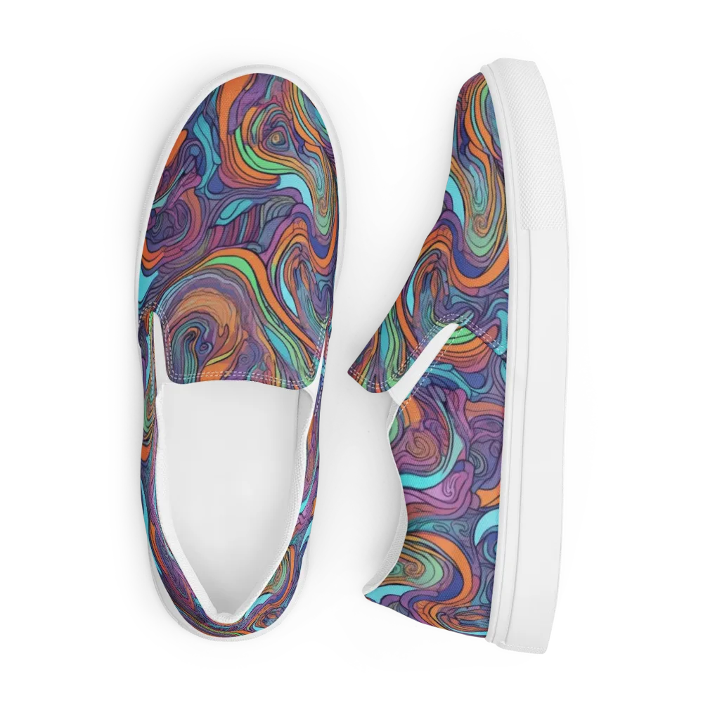 Tidal Psychedelia on Men's Slip-On Canvas Shoes — Front