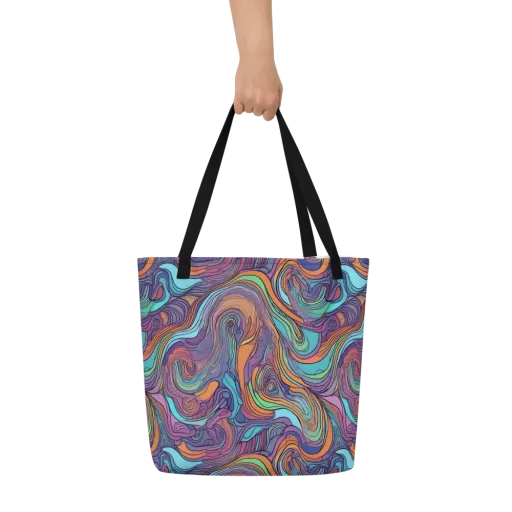 Tidal Psychedelia on a Large Tote Bag W/ Pocket