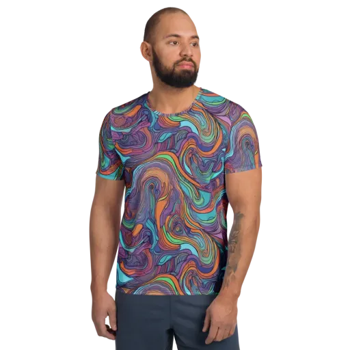 Tidal Psychedelia on a Men's Athletic T-Shirt