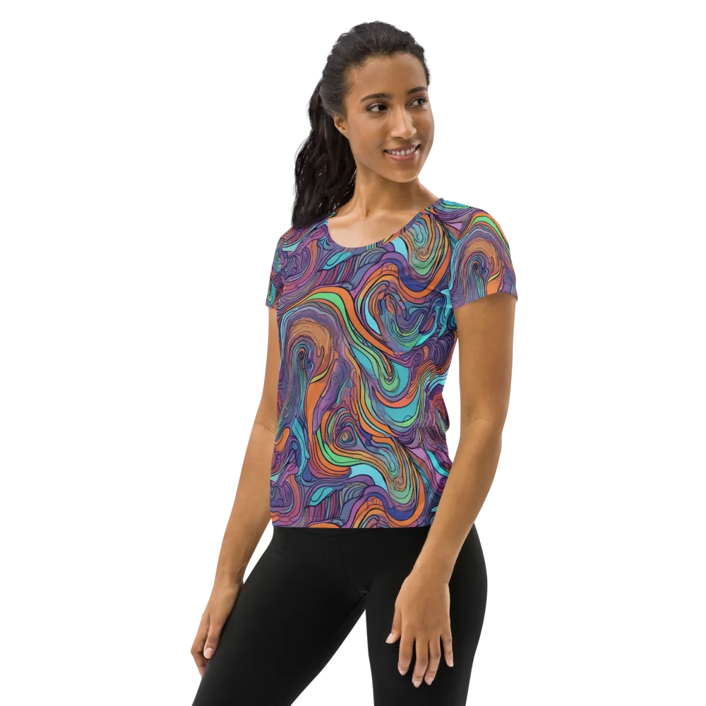 Tidal Psychedelia on Women's Athletic T-Shirt — Left