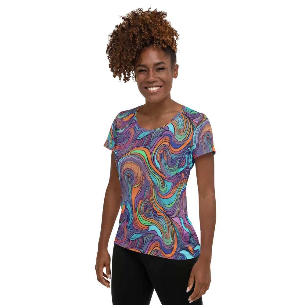 Tidal Psychedelia on Women's Athletic T-Shirt — Left