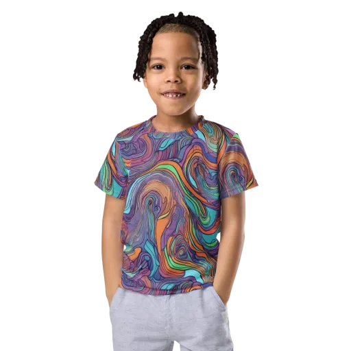 Tidal Psychedelia on a Kids Crew Neck T-Shirt