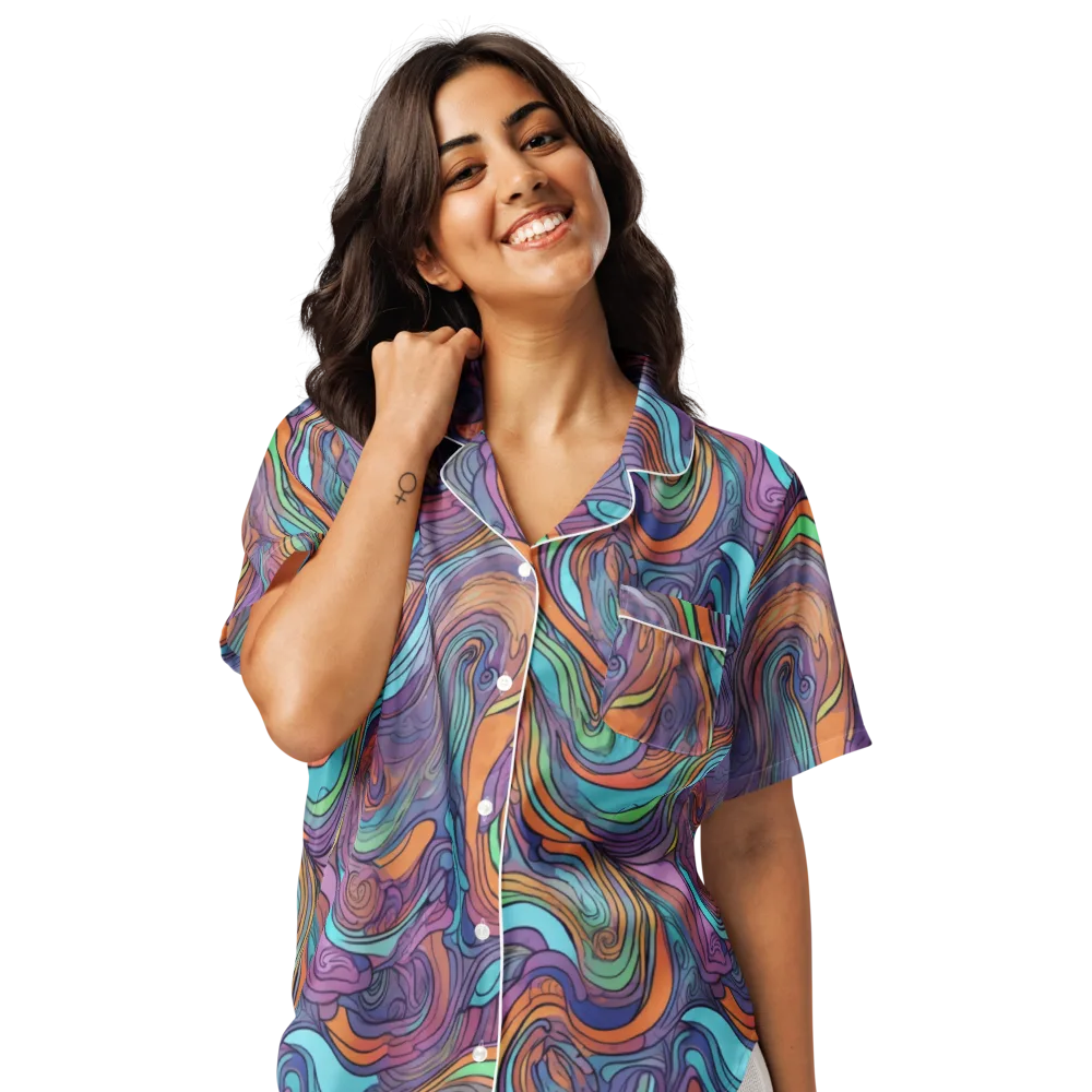 Tidal Psychedelia on Women's Short Sleeve Pajama Top — Front
