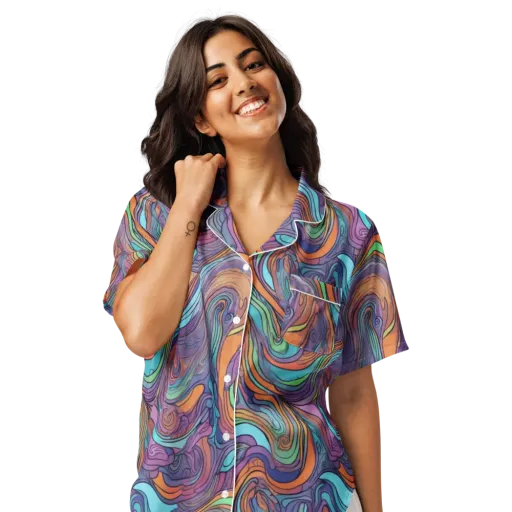 Tidal Psychedelia on a Women's Short Sleeve Pajama Top