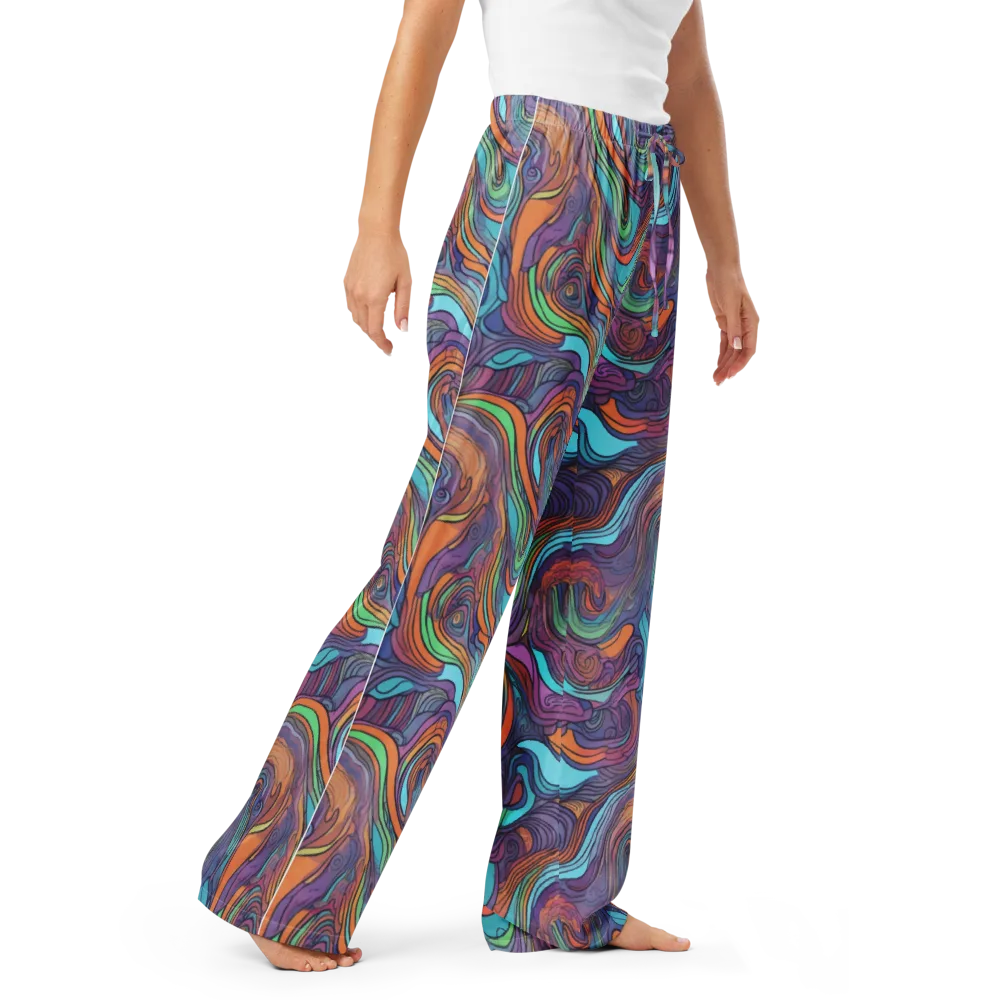 Tidal Psychedelia on Women's Pajama Pants — Right Front