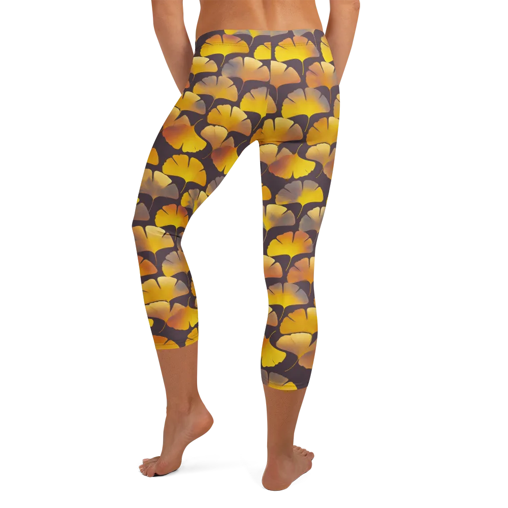 Gilded Ginkgo on Capri Leggings — Back