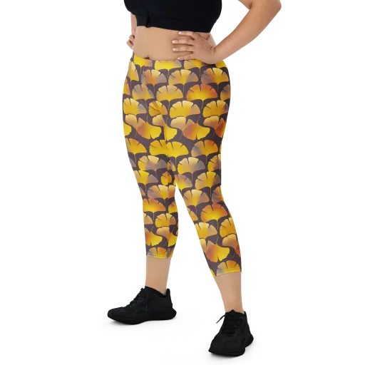 Gilded Ginkgo on a Capri Leggings