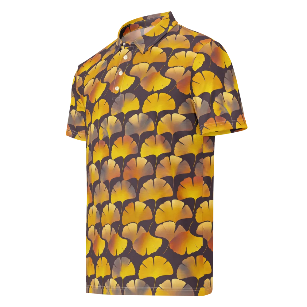 Gilded Ginkgo on Men's Slim Fit Polo Shirt — Left Front