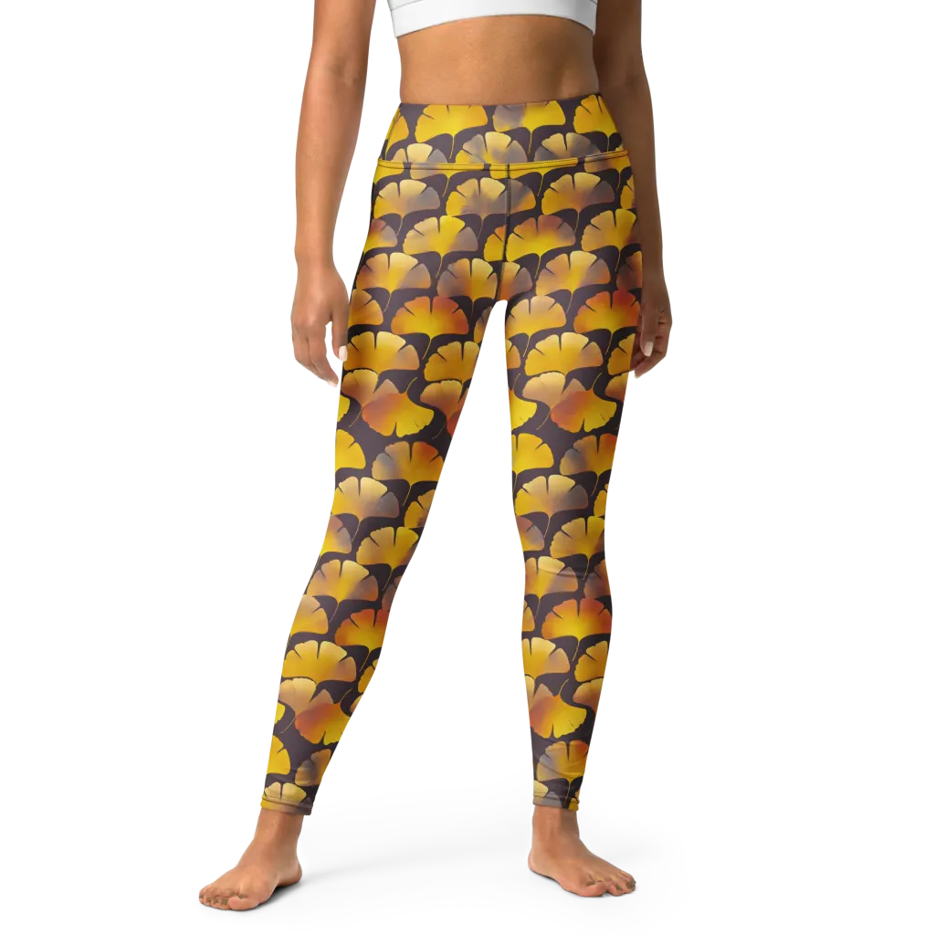 Gilded Ginkgo on Yoga Leggings — Front