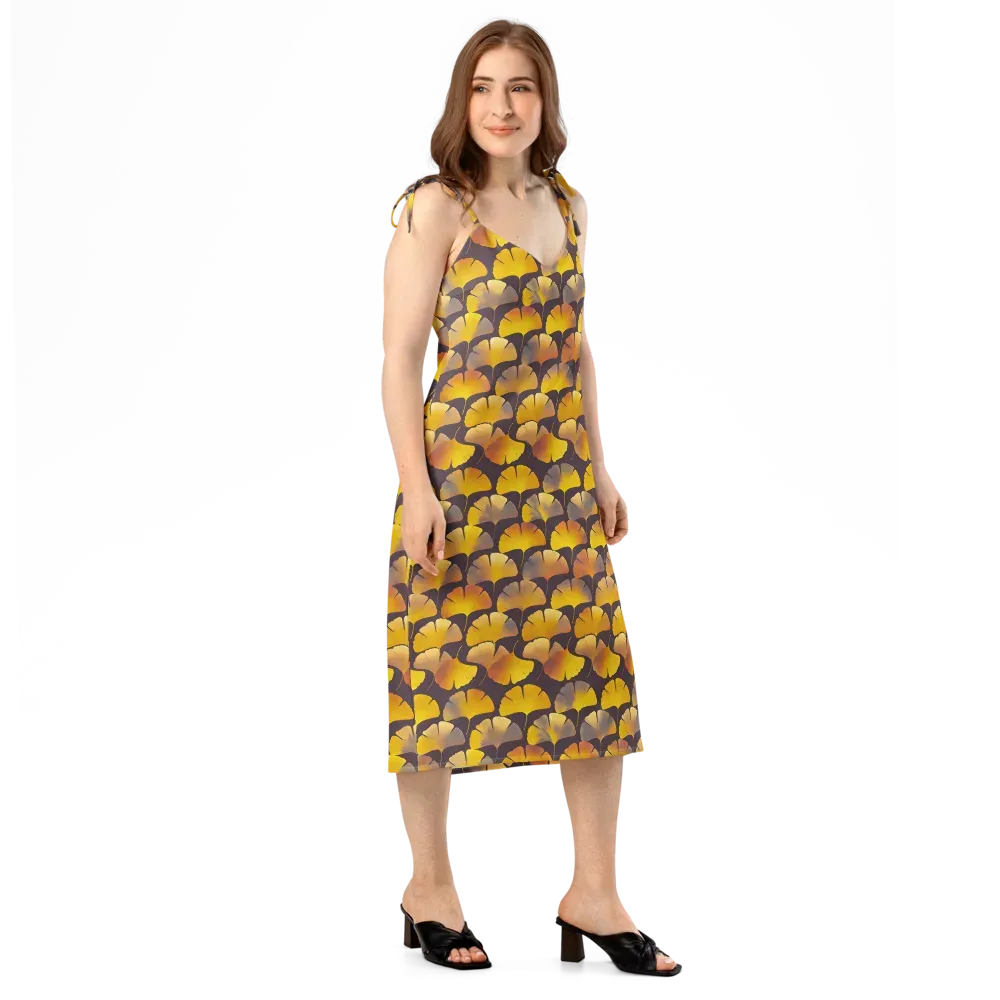 Gilded Ginkgo on Slip Dress — Right Front