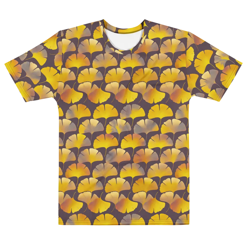 Gilded Ginkgo on Men's Cotton Crew Neck T-Shirt — Front