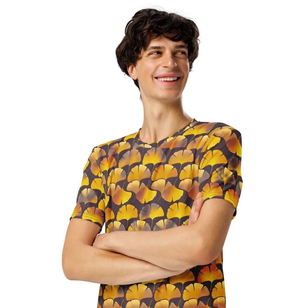 Gilded Ginkgo on Men's Crew Neck T-Shirt — Left Front