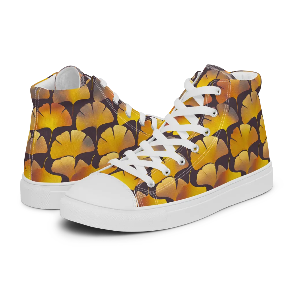 Gilded Ginkgo on Men's High Top Canvas Shoes — Left