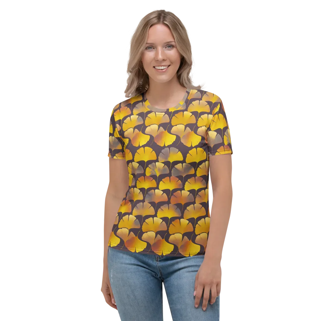 Gilded Ginkgo on Women's Crew Neck T-Shirt — Front