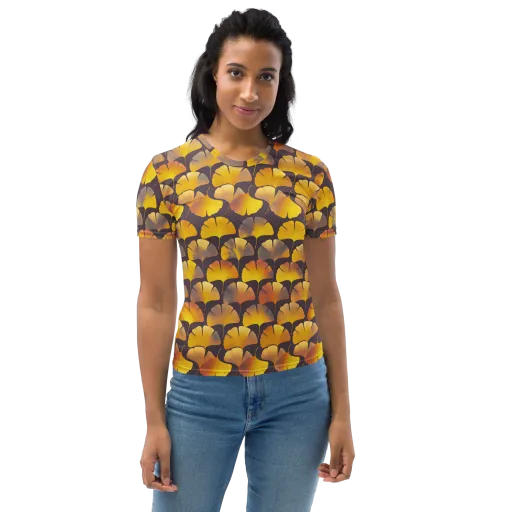 Gilded Ginkgo on a Women's Crew Neck T-Shirt