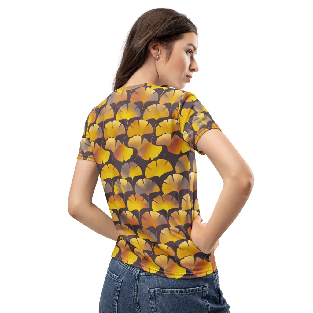 Gilded Ginkgo on Women's Crew Neck T-Shirt — Back