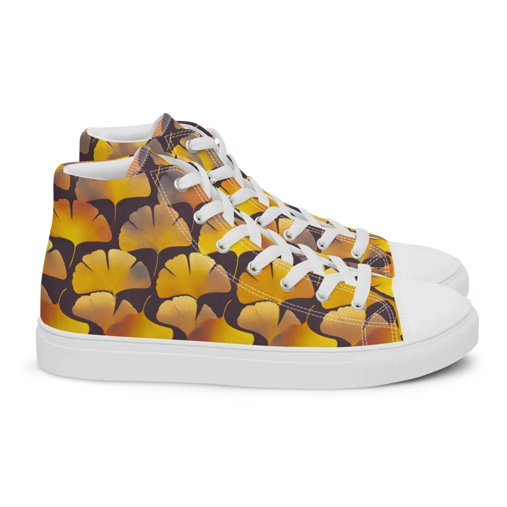 Gilded Ginkgo on Women's High Top Canvas Shoes — Right