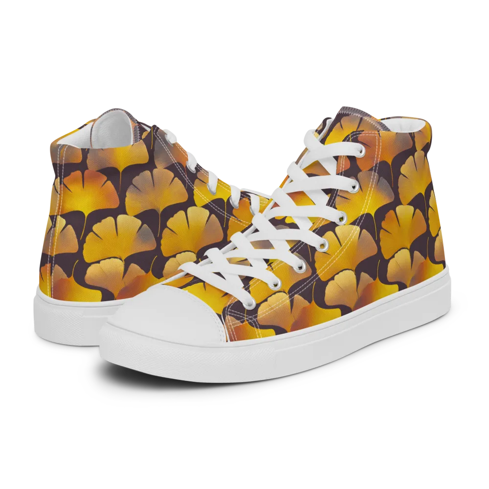 Gilded Ginkgo on Women's High Top Canvas Shoes — Left