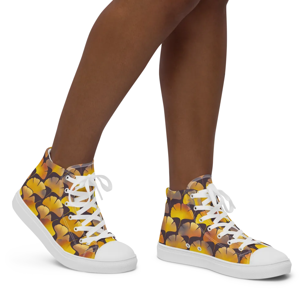 Gilded Ginkgo on Women's High Top Canvas Shoes — Right